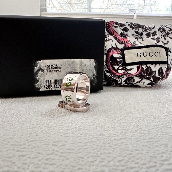 NWOT authentic Gucci Sterling Silver Enamel GucciGhost Pineapple GG Ring us6 - Picture 13 of 16